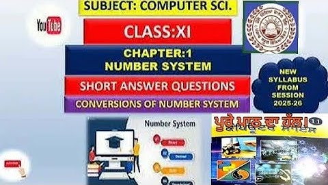 Class 11th Lesson 1 number system Session 2025 Computer science