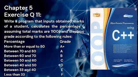 Object-Oriented Programming using C++  Chapter 5 Exercise Question 11|Tasleem Mustafa |Tariq Mahmood