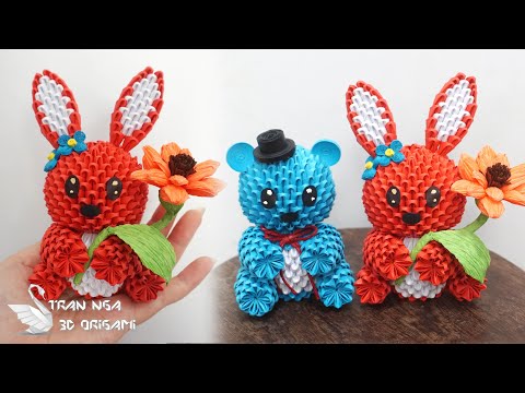 3d origami little rabbit tutorial , paper rabbit making | como hacer un conejo de origami 3d