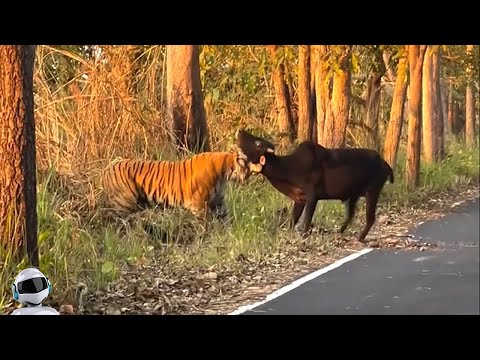 Видео: Тигр Против Домашней Коровы / Редкие Битвы и Случаи с Животными Снятые На Камеру