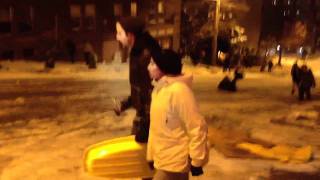 Sledding on Denny in Seattle