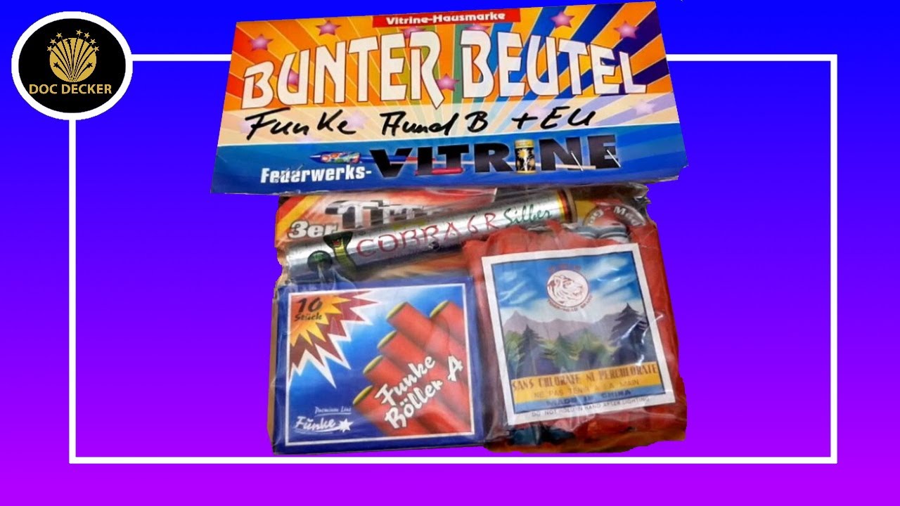 Bunter Beutel Funke A+B und EU Feuerwerksvitrine