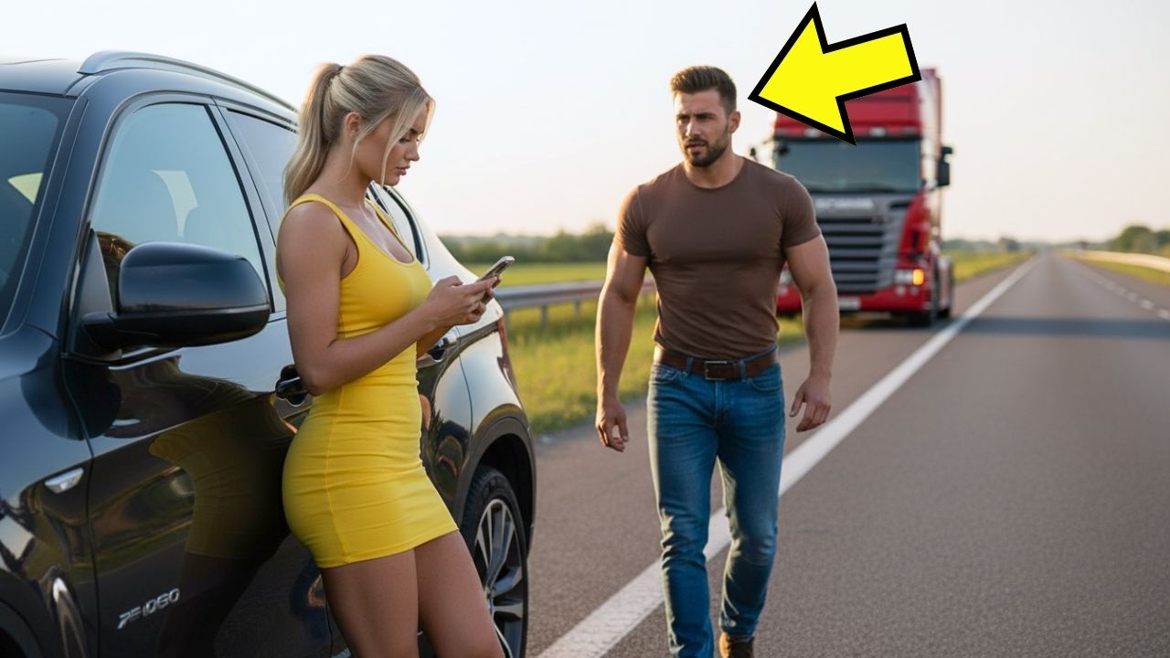 PADRE CAMIONERO SOLTERO AUXILIÓ A UNA MUJER EN LA CARRETERA SIN SABER QUE ERA MILLONARIA DE NOCHE