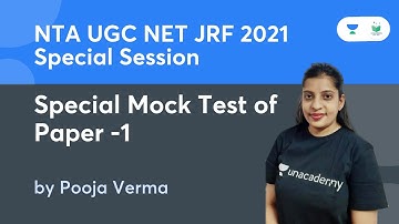 Special Mock Test of Paper -1 | NTA UGC NET JRF 2021 | by Pooja Verma
