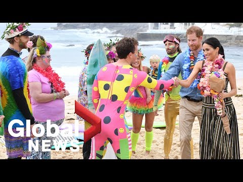 Prince Harry and Meghan attend 'Fluro Friday' session on Australia's Bondi Beach