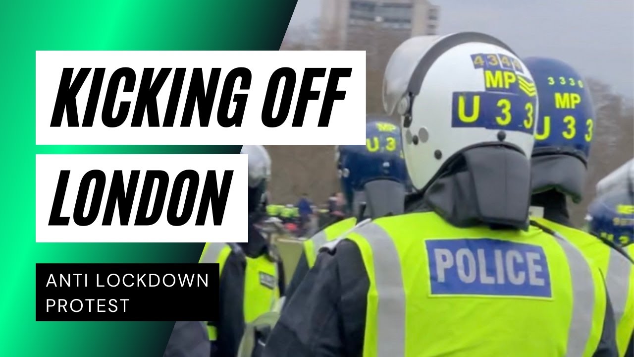 Anti Lockdown London - Protesters throw bottles at Riot Police | Hyde Park