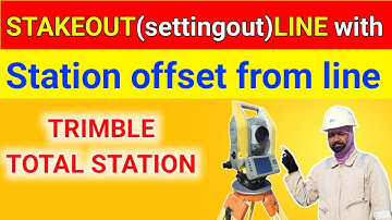 how to STAKEOUT line with station offset from line function in trimble total station in urdu Hindi.