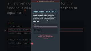 🎯 Math Acosh Method - Part 125/715 - Clean Code Practice #shorts #javascript