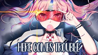 Nightcore - Neoni - HERE COMES TROUBLE (Lyrics) Resimi