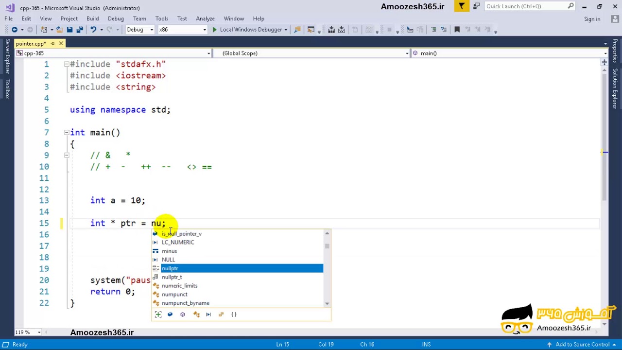 آشنایی با اشاره گر null در سی پلاس پلاس c++ - YouTube