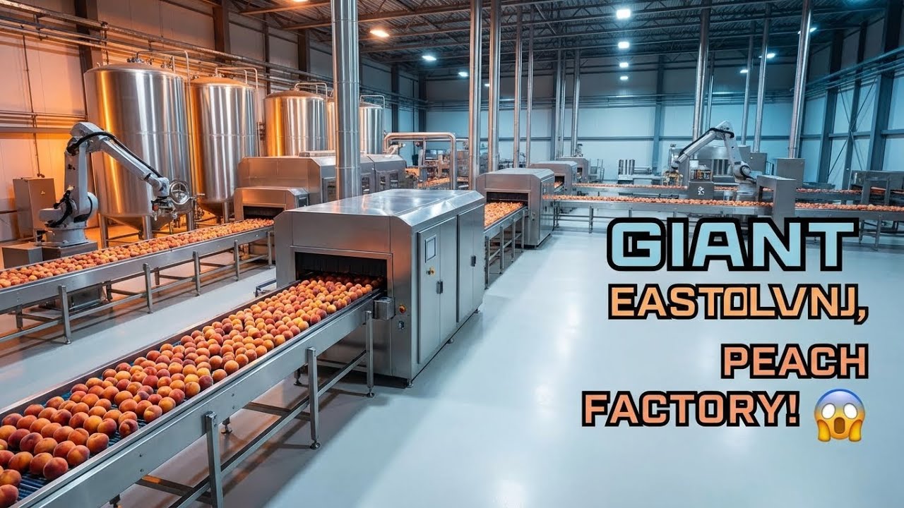 Inside the Giant Peach Processing Factory: From Farm to Can (ASMR 4K Process)