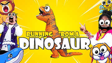 RUNNING FROM A DINOSAUR | Funny ANIMALS Sing-along for Kids