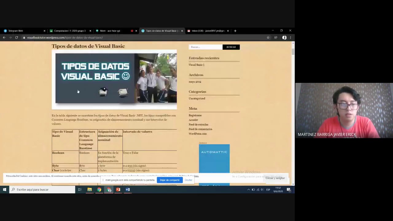clase 09 06 2020 computacion I G3: glosario Visual Basic - YouTube