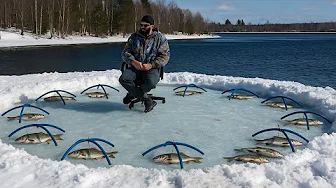 Trout Fishing in a Frozen Stream