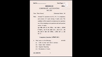 Corporate Accounting Question Paper 2020