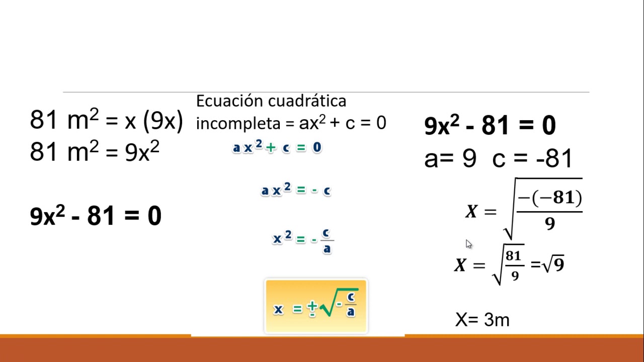Ecuación cuadratica incompleta - YouTube