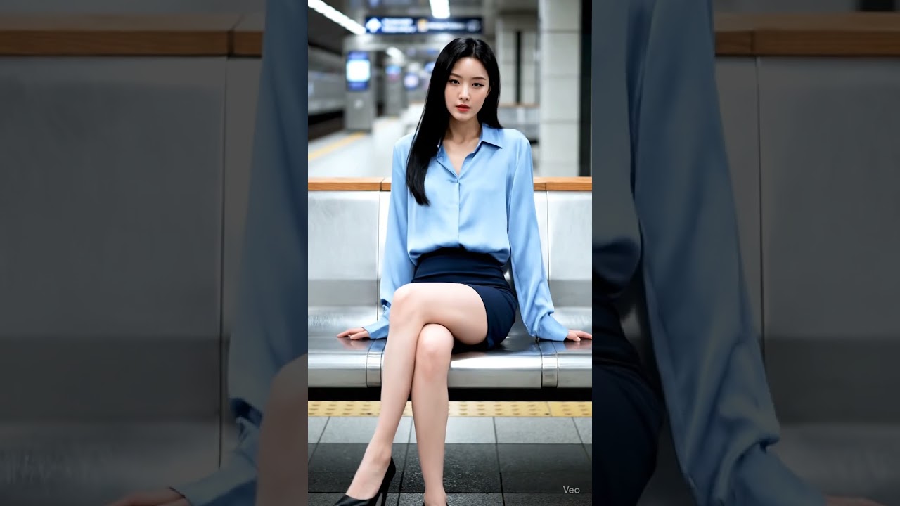 Asian Fashion Model in Subway Chic 