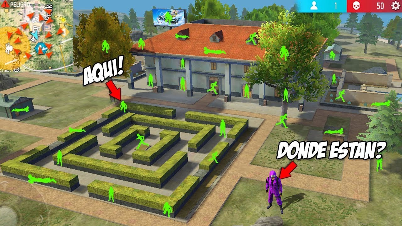 ESCONDITE EN TODO EL MAPA DE FREE FIRE! 😂 *divertido* MOMENTOS GRACIOSOS FREE FIRE