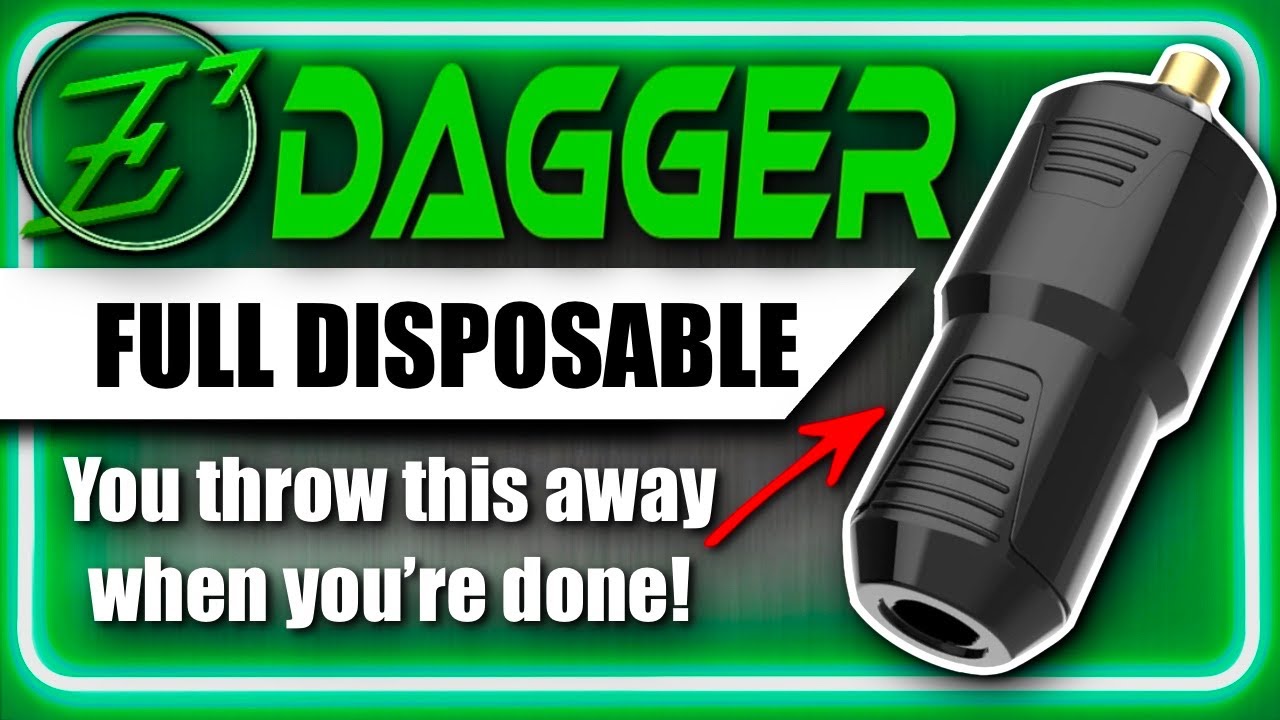 Fully Disposable Tattoo Machine EZ Dagger Tattoo Machine Review YouTube