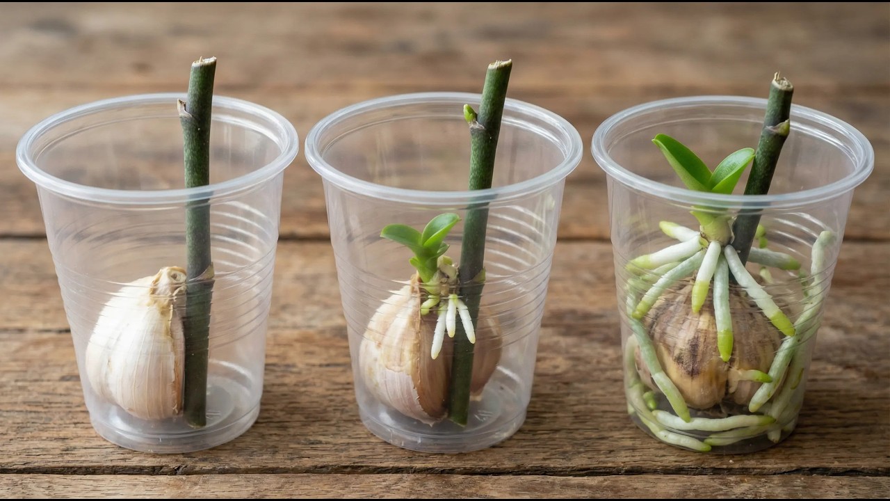 Just garlic! Orchid seedlings will sprout right on the branch overnight.