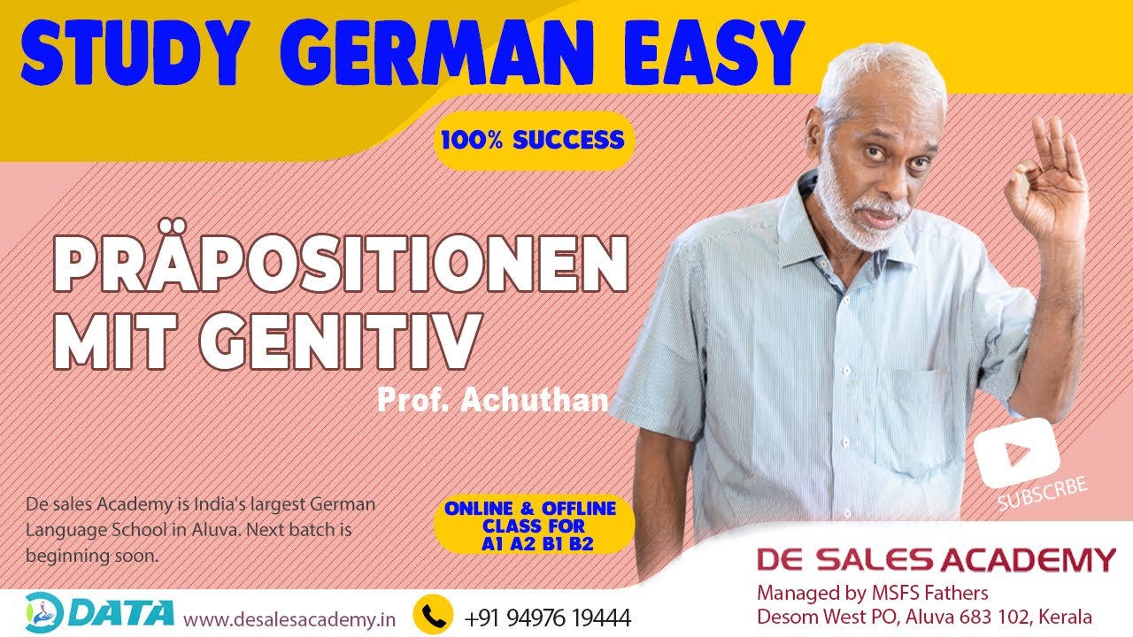 PRÄPOSITIONEN MIT GENITIV: German Language Course B1 Level: De Sales Academy: