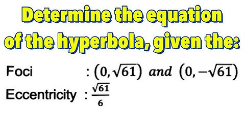 Conic Section: Hyperbola With Center at  (0,0) - Part 9 of 10 | Given: Foci and Eccentricity