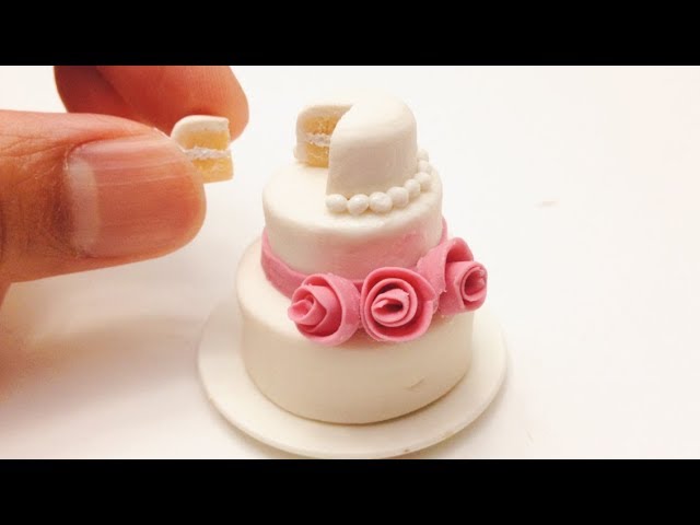 簡単 樹脂粘土でミニチュアフード ウェディングケーキ Polymer Clay Miniature Tutorial Wedding Cake Youtube