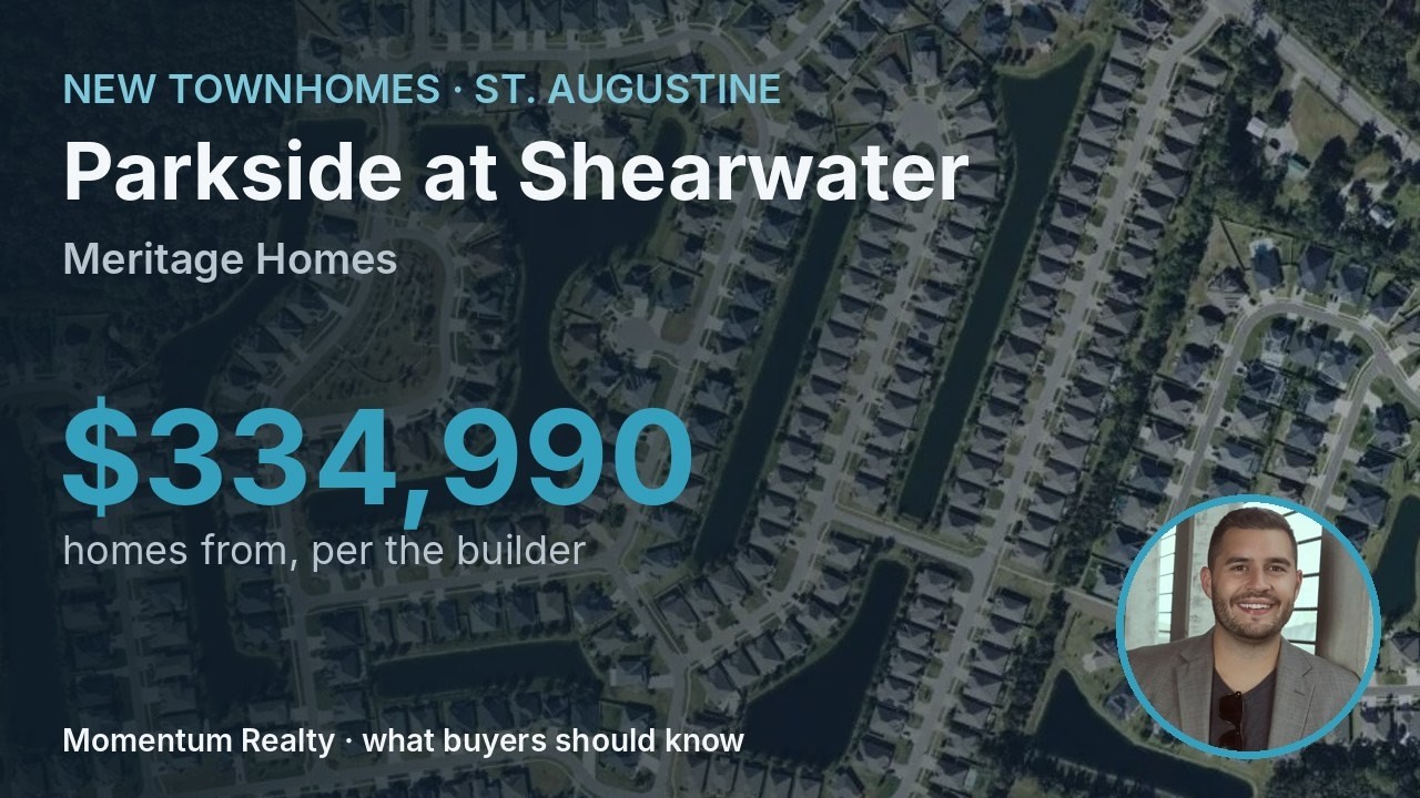 Parkside at Shearwater (St. Augustine, FL): Meritage Homes Townhomes, Prices & What to Know