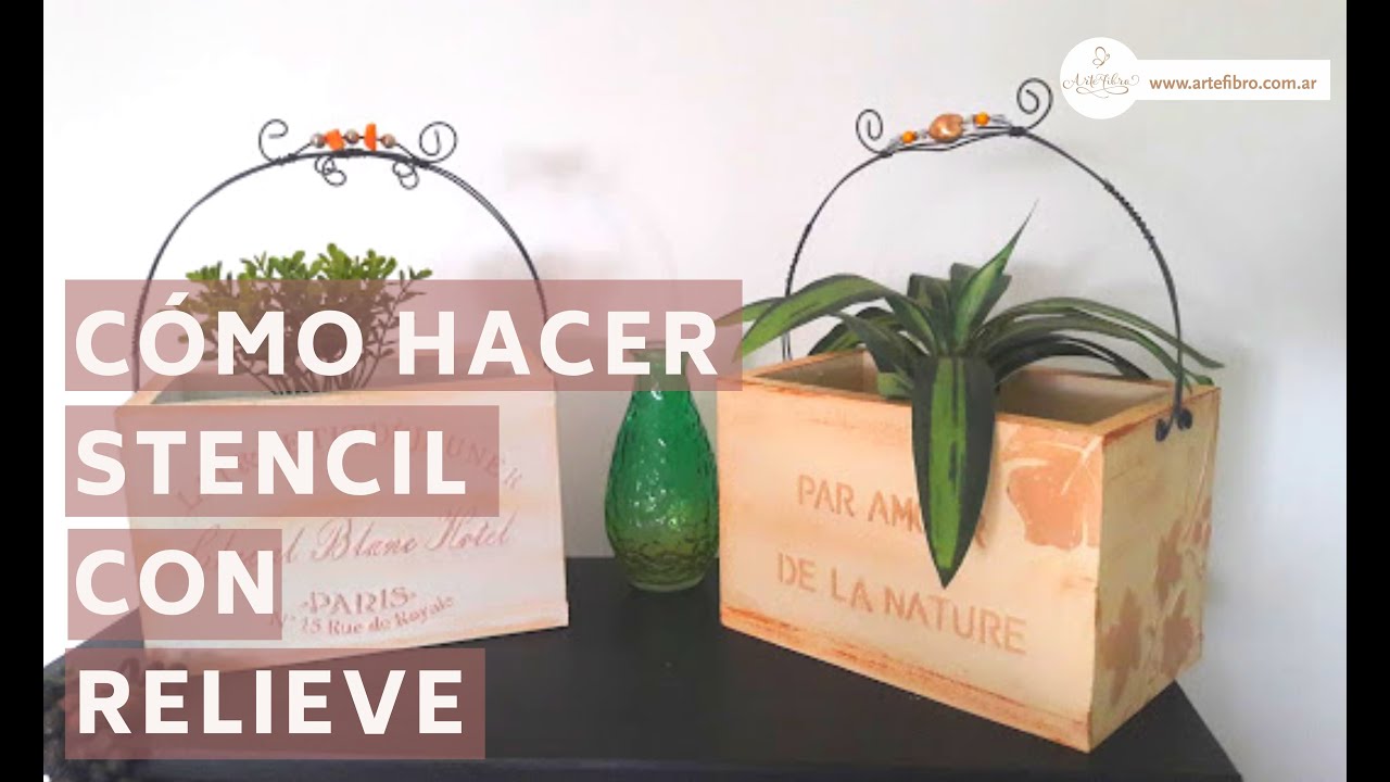 Cómo hacer stencil con relieve sobre madera LORENA PINTO -  ARTEFIBRO