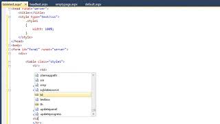 ASP.NET 4.0 Essential Skills Lesson 2-5: Create an HTML table