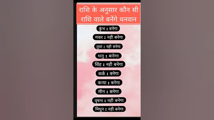 राशि के अनुसार कौन सी राशि वाले बनेंगे धनवान। #shorts #viralvideo #astrology #motivation