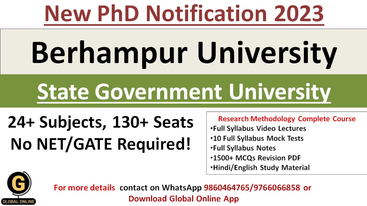 New PhD Notification 2023 At Berhampur University State Government new-phd-notification-2023-at-berhampur-university-state-government