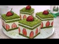 크리스마스 🎅 / 녹차 딸기 케이크 만들기 / Christmas Green Tea Strawberry Cake / No gelatin /녹차 스펀지 케이크 / 커스터드 크림