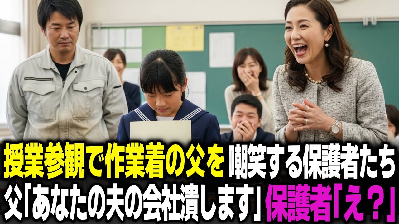 授業参観でボロボロの作業着の父を見てゲラゲラ笑う保護者たち。父｢あなたの旦那の会社潰します｣保護者｢えっ？｣
