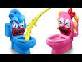 🔴 TINY CHOOSES BLUE OVER PINK | Pink vs Blue Toilet | Clay Mixer Stop Motion Cartoons