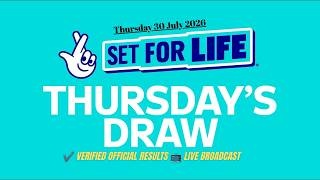 The National Lottery Set For Life draw results from Thursday 30 July 2026