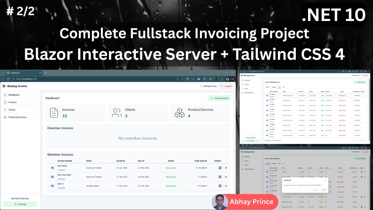 # 2 of 2 Build Fullstack Invoicing App using Blazor Server + Tailwind 4 ...