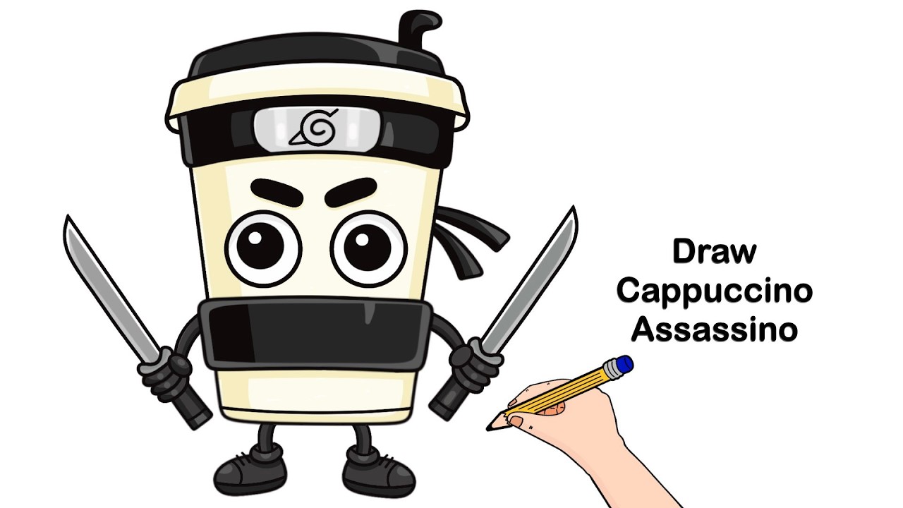 Cappuccino Assassino Drawing 🎨 | Draw Coffee Cup Ninja Drawing 😂 How to Draw Cappuccino Assassino 🥷