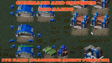 Command And Conquer Red Alert Skirmish 1v3 Hard (Map: Diamonds Arent Forever) RTS Allied Gameplay PC