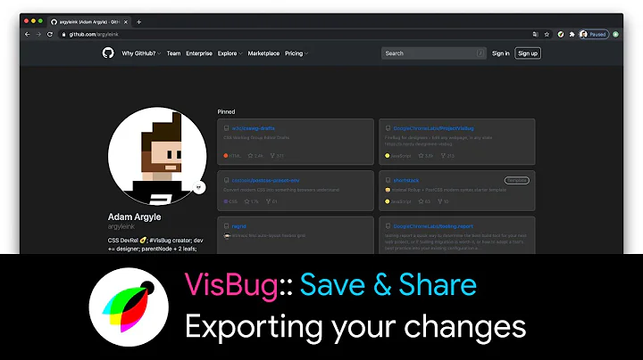 VisBug Save & Share - Exporting your changes