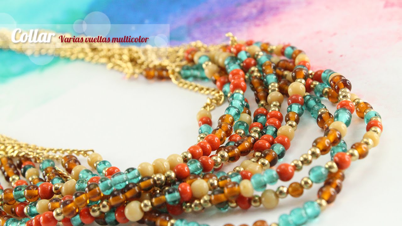 Cómo hacer un Collar varias vueltas multicolor (English CC)