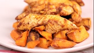 Chipotle Honey Chicken Tenders and Sweet Potatoes