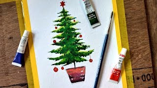 christmas tree watercolor tutorial paint david