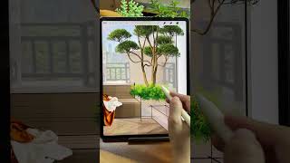 Rooftop balcony garden - you can draw your design ideas by taking  hand-painting garden#Courtyard