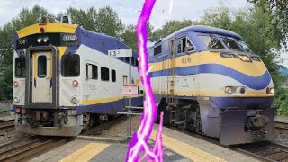 WCE E2 (West Coast Express) - 904 With 104 Pulling Into & Departing Coquitlam Central 