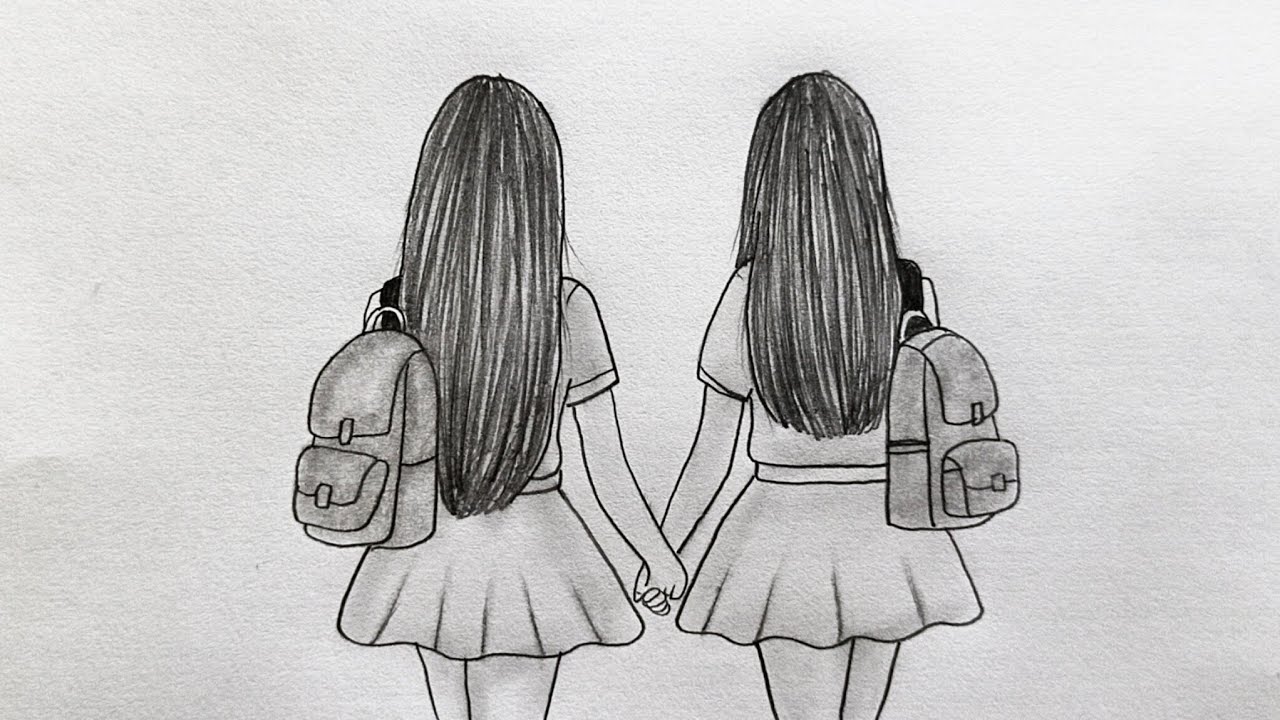 Best Friends Bff Drawing, How to Draw Best Friends Step by Step, Easy ...