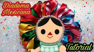Diadema Mexicana con gajos paso a paso - moños tricolor