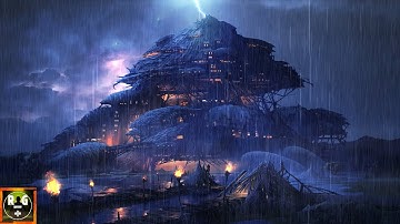 Heavy Thunderstorm Sounds with Rain and Very Intense Thunder and Lightning Atmosphere at Night