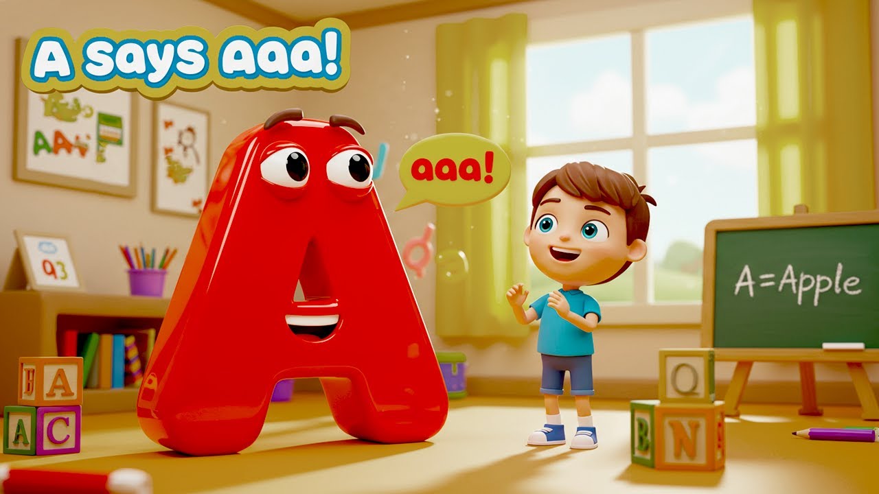 A Says Aaa! | A is for Apple Song | Phonics & Letter Sounds