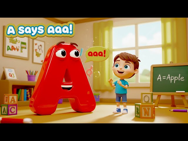 A Says Aaa! | A is for Apple Song | Phonics & Letter Sounds for
